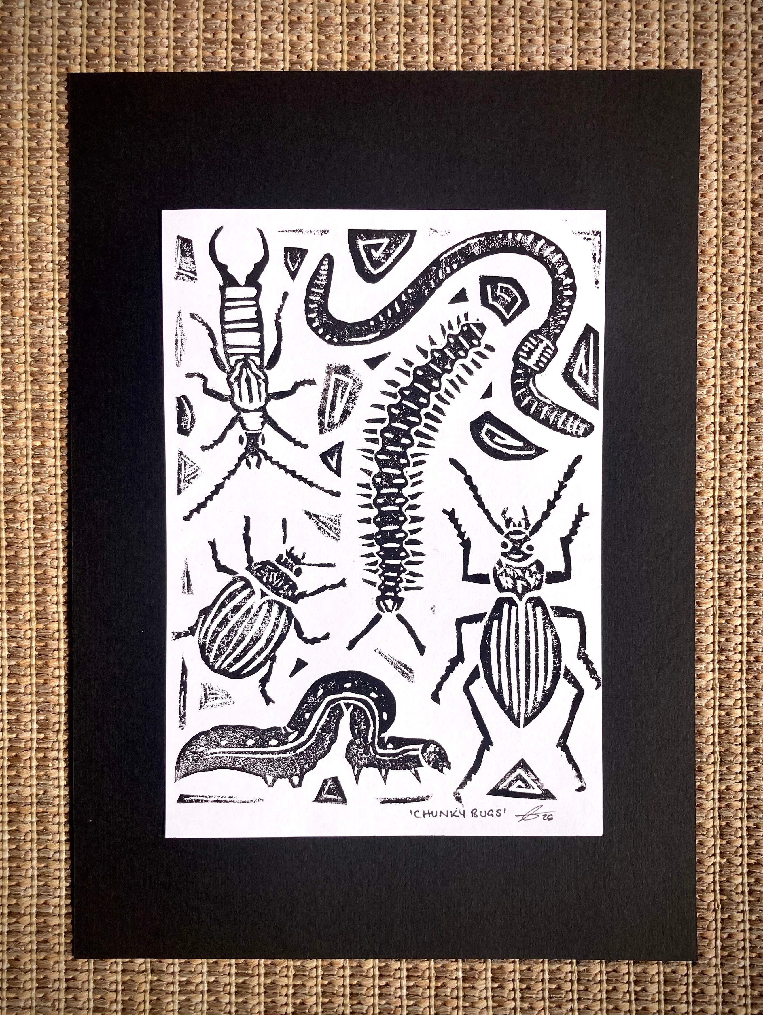 ‘CHUNKY BUGS’ limited edition linocut print