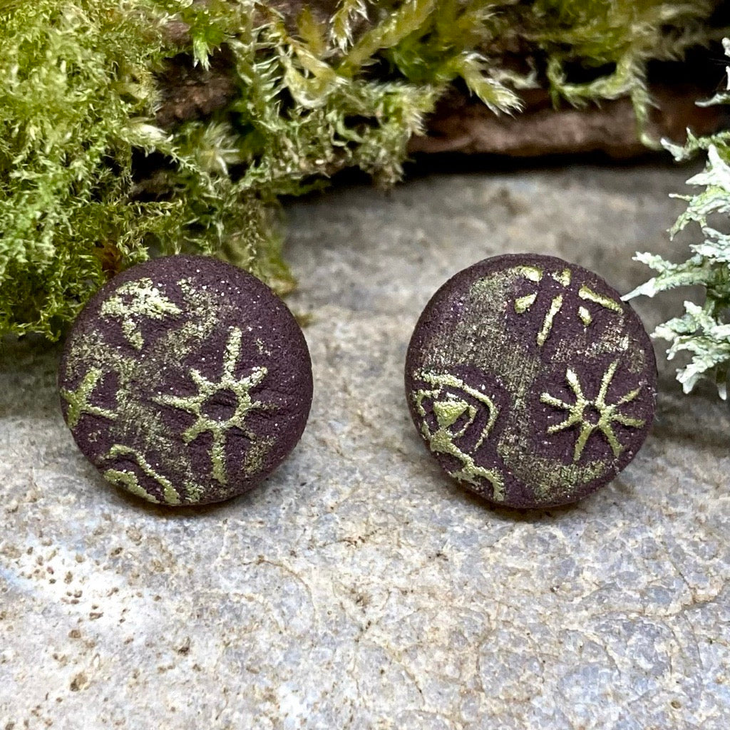 Moth tile earrings - burgundy