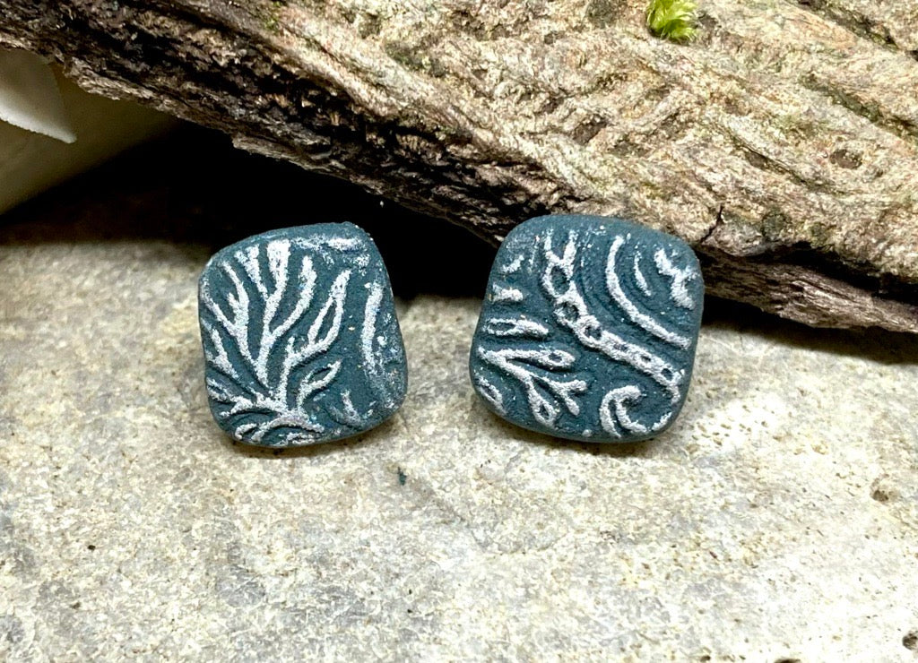 Octopus tile earrings - navy