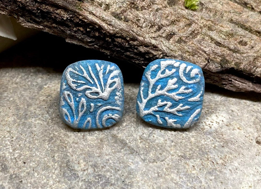 Octopus tile earrings - capri blue