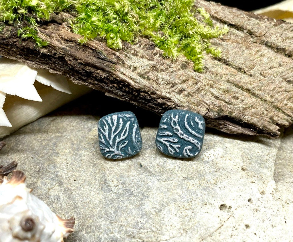 Octopus tile earrings - navy